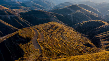 Aerial view of the beautiful landscape of the Carpathian Mountains in Ukraine