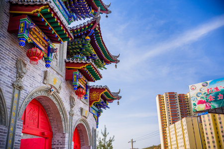 Korean traditional architecture in Gangnam-do, Seoul, South Koreaの写真素材