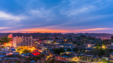 Sunset view of the city of Xiamen, China.の写真素材