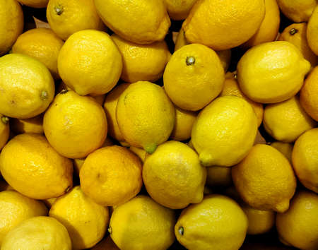 top view of a bunch of lemonsの写真素材