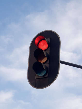 Semaphore with red light on