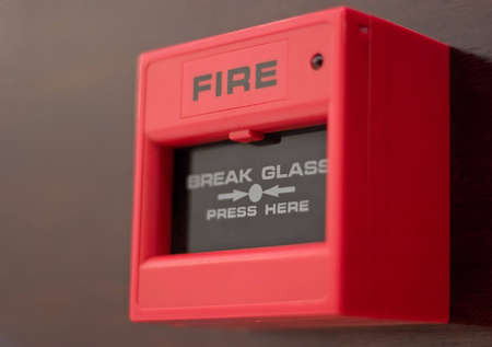Red fire alarm box の写真素材