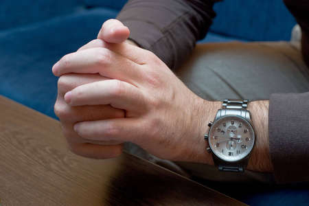 Nervous handsの写真素材