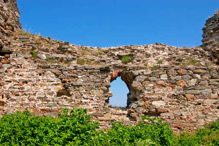 Ruins of medieval fortress Ram on Danube riverの写真素材