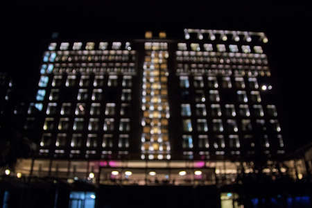 Blurred building in the nightの写真素材