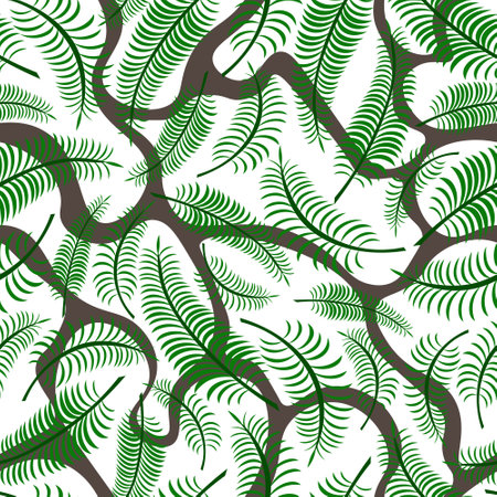 Tropical leaves on an abstract background. Floral seamless pattern, vector.のイラスト素材