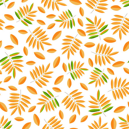 Seamless floral pattern-140. Autumn pattern, autumn leaves, white background.のイラスト素材