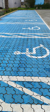 Outdoor street parking for people with disabilities and people with limited mobility.の写真素材