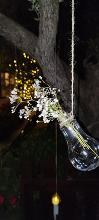 Rustic floral arrangement in jars.の写真素材