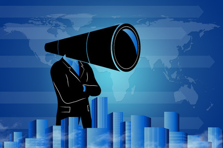 Man searching - the world - for solution -  for the answer.の写真素材