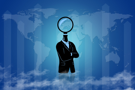 Man searching - the world - for solution -  for the answer.の写真素材