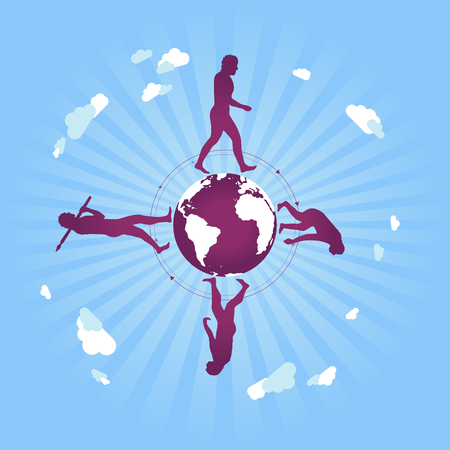 Human evolution on Earthのイラスト素材