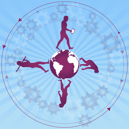 Human evolution to modern / digital worldのイラスト素材