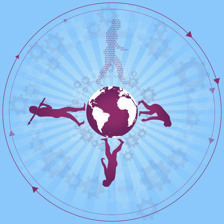Human evolution to modern / digital worldのイラスト素材
