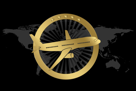Travel / Airline symbol. Symbol of traveling (with plane).の写真素材