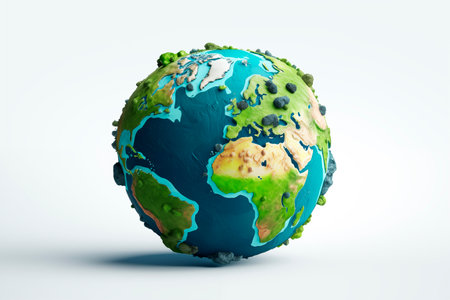 Cartoon planet Earth vector icon on white background. Generated A.I.の素材