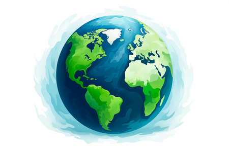 Cartoon planet Earth vector icon on white background. Generated A.I.の素材
