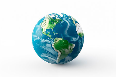 Cartoon planet Earth vector icon on white background. Generated A.I.の素材