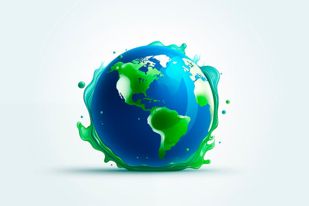 Cartoon planet Earth vector icon on white background. Generated A.I.の素材