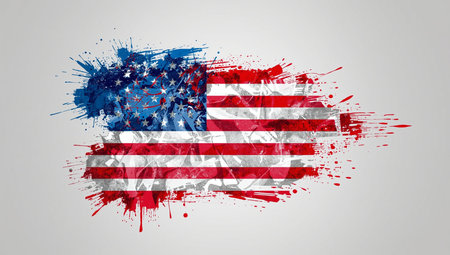 Flag of the United States of America in grunge style. Vector illustration.の素材