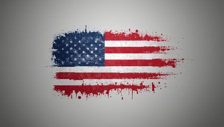 Abstract American Flag â Modern Artistic Design with Bold Colors and Dynamic Texturesの素材
