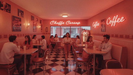 Nostalgic 80s Coffee Shop Vibesの素材