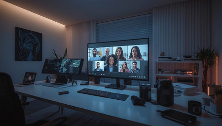 Futuristic Remote Team Holographic Meetingの素材