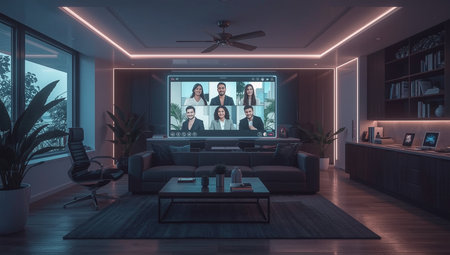 Futuristic Remote Team Holographic Meetingの素材
