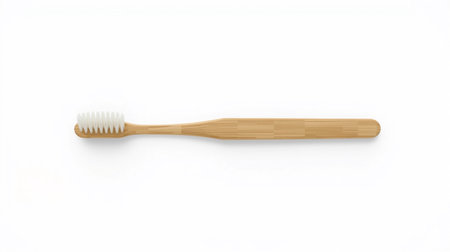 Wooden toothbrush isolated on white background. 3d illustration.の素材