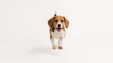 Beagle dog isolated on white background. Studio shot. Side viewの素材