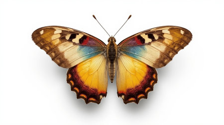Beautiful colorful butterfly isolated on white background. Clipping path included.の素材