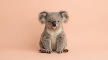 Cute koala on pastel background. Copy space for text.の素材