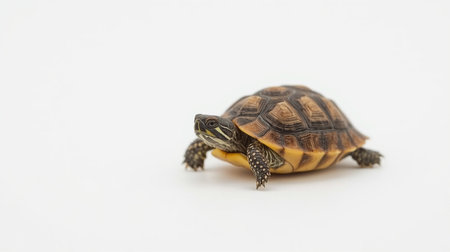 turtle isolated on white background. small cake in studio.の素材