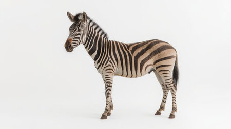 Plains zebra isolated on a white background with clipping path.の素材