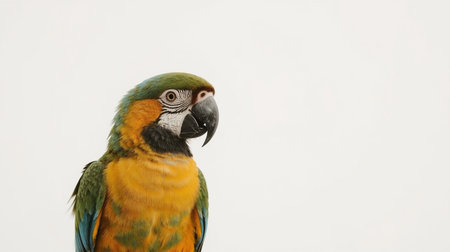 Beautiful macaw parrot isolated on white background, close upの素材