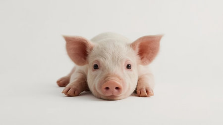 Cute little piglet isolated on white background. Studio shot.の素材