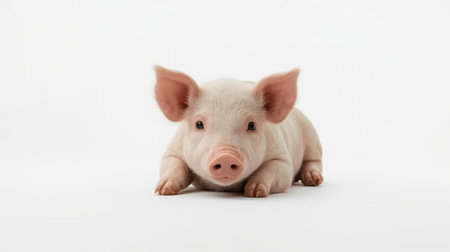 Cute little pig isolated on a white background. Studio shot.の素材