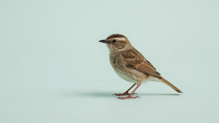 Sparrow on a light green background with copy space for textの素材