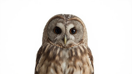 Tawny Owl (Strix nebulosa) isolated on white backgroundの素材