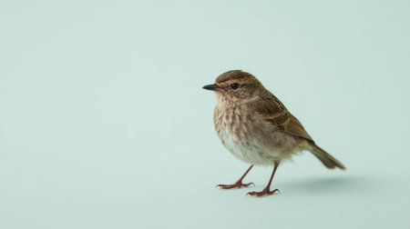 Small bird on a light green background with copy space for text.の素材