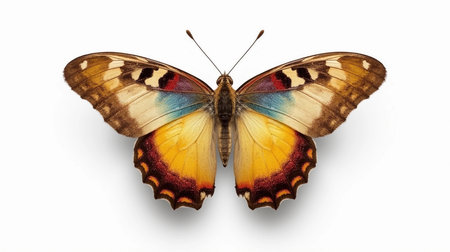 Butterfly isolated on white background with soft shadow. Clipping path included.の素材