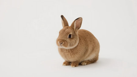 Cute brown rabbit isolated on a white background. Studio shot.の素材