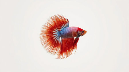Capture the moving moment of red siamese fighting fish isolated on white background. betta fishの素材