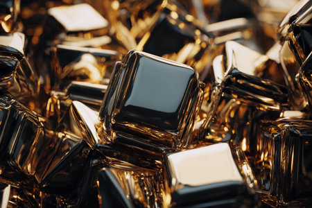 Reflective metallic cubes create a stunning visual effect with their smooth surfaces and rich texture.の素材