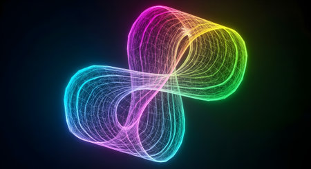 3d rendering, abstract background with glowing particles in empty space.の素材