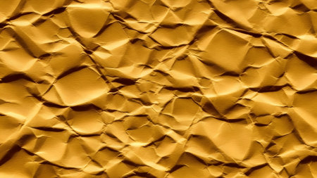 Crumpled paper background in yellow tone. Abstract background and texture for design.の素材