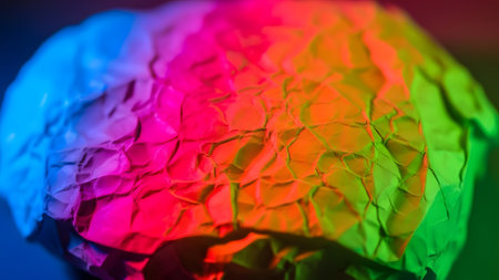 Colorful crumpled paper as a background. Close-upの素材
