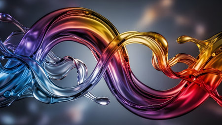 3d rendering, abstract background with metallic colors, liquid waves, design elementの素材