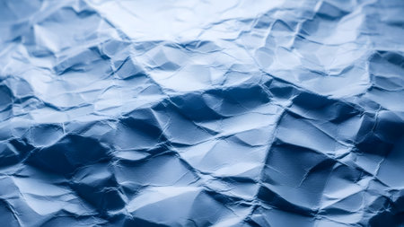 Crumpled sheet of paper. Blue color. Abstract background.の素材