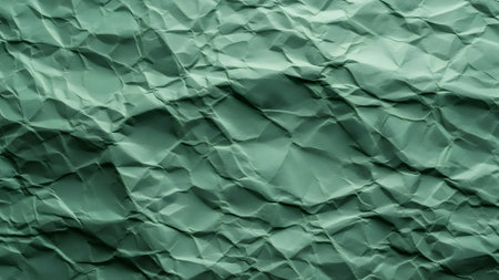 Green crumpled paper as a background. Texture of crumpled paper.の素材